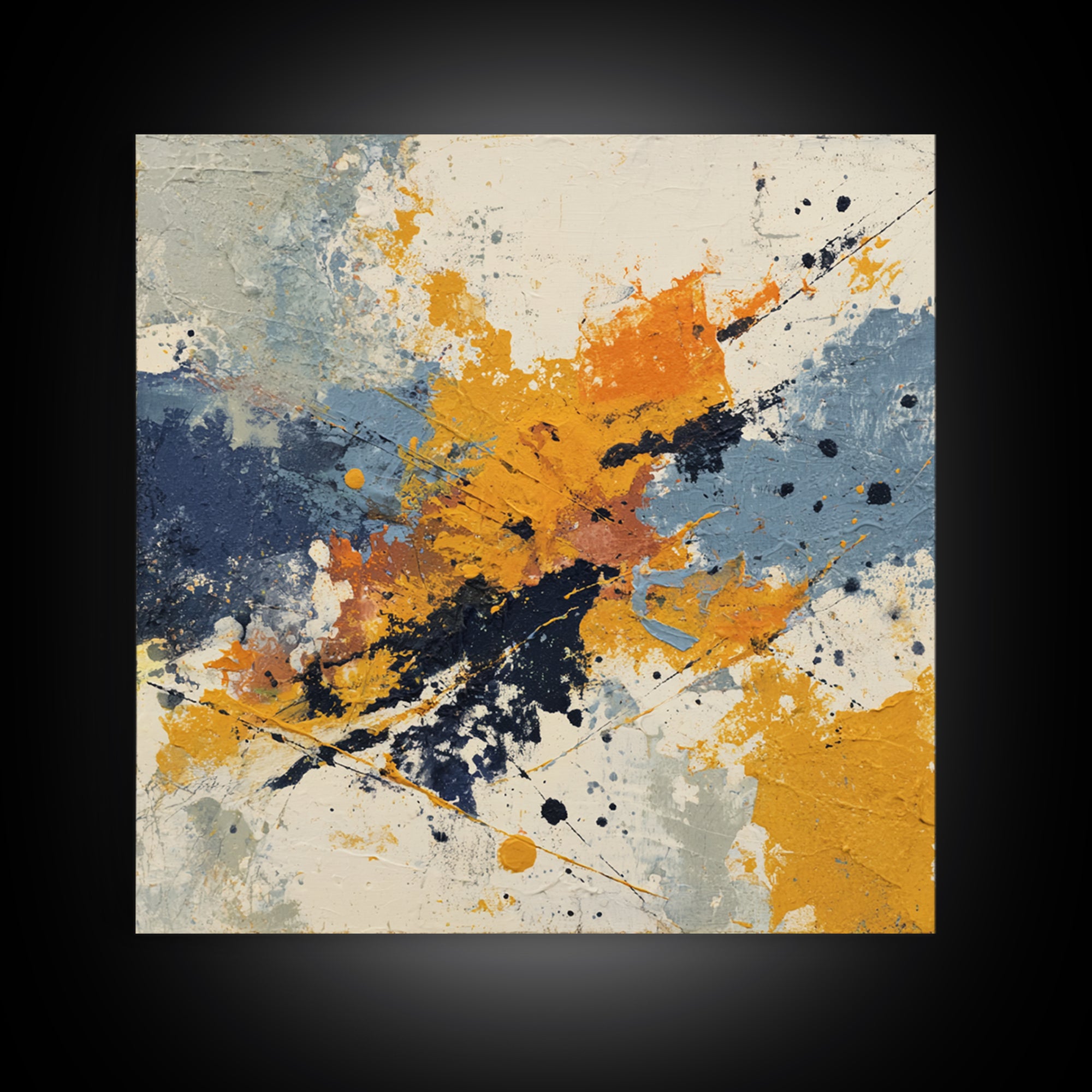 Contemporary Abstract with Layered Pigments and Energetic Canvas Print, Art, Gallery Decor, Living Room Decor, Abstract Art, ART-1x1-98