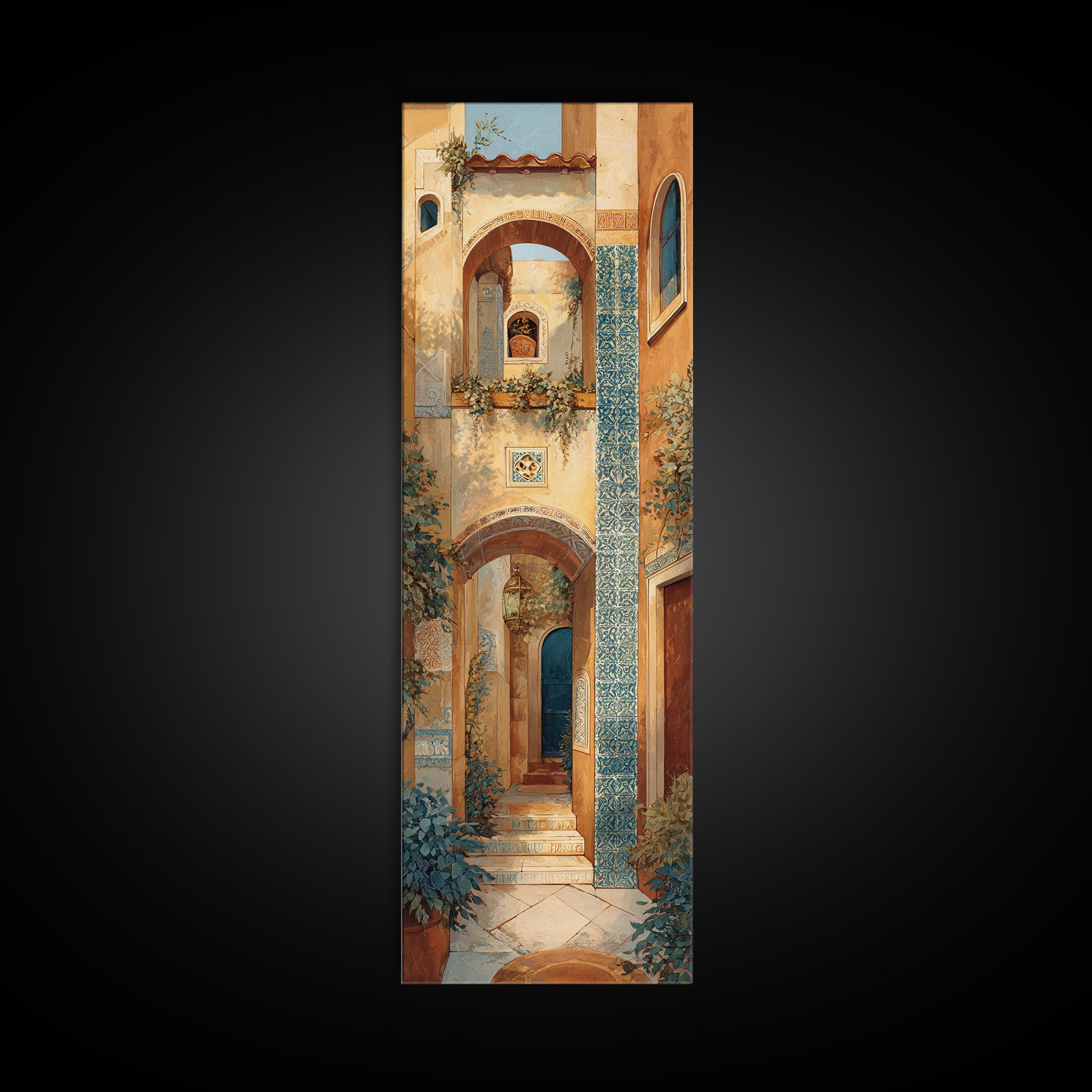 Architectural Archway in Warm Mediterranean Light Canvas Print, Art, Framed Wall Art, Living Room Decor, Fine Art, ART-1x3-10