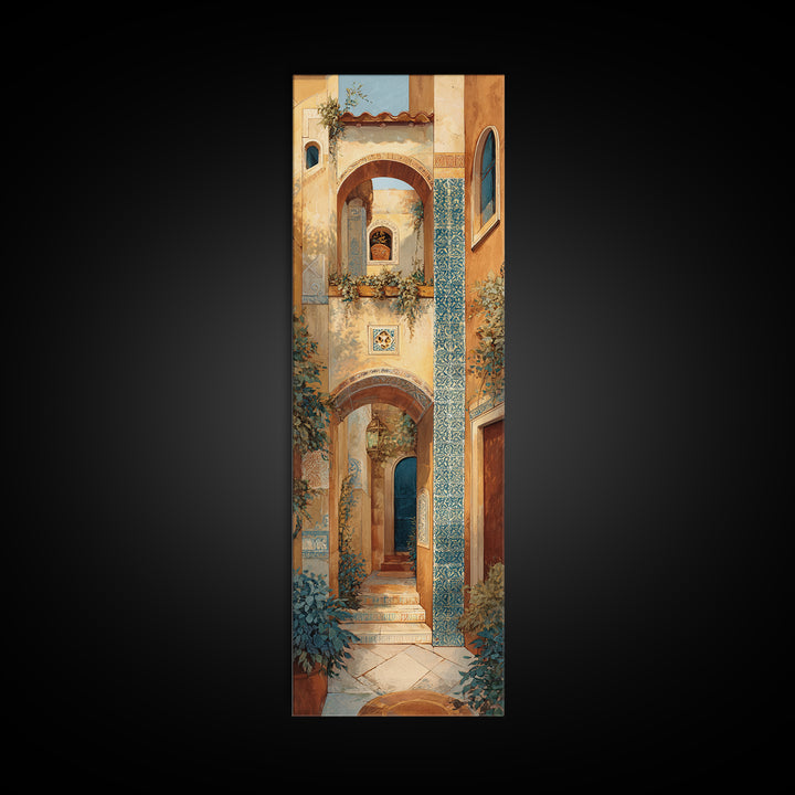 Architectural Archway in Warm Mediterranean Light Canvas Print, Art, Framed Wall Art, Living Room Decor, Fine Art, ART-1x3-10