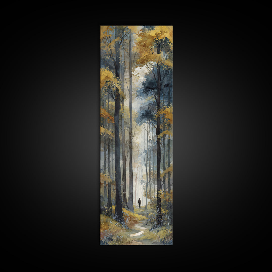 Woodland Path with Golden Autumn Atmosphere Canvas Print, Art, Digital Wall Art, Living Room Decor, Fine Art, ART-1x3-11