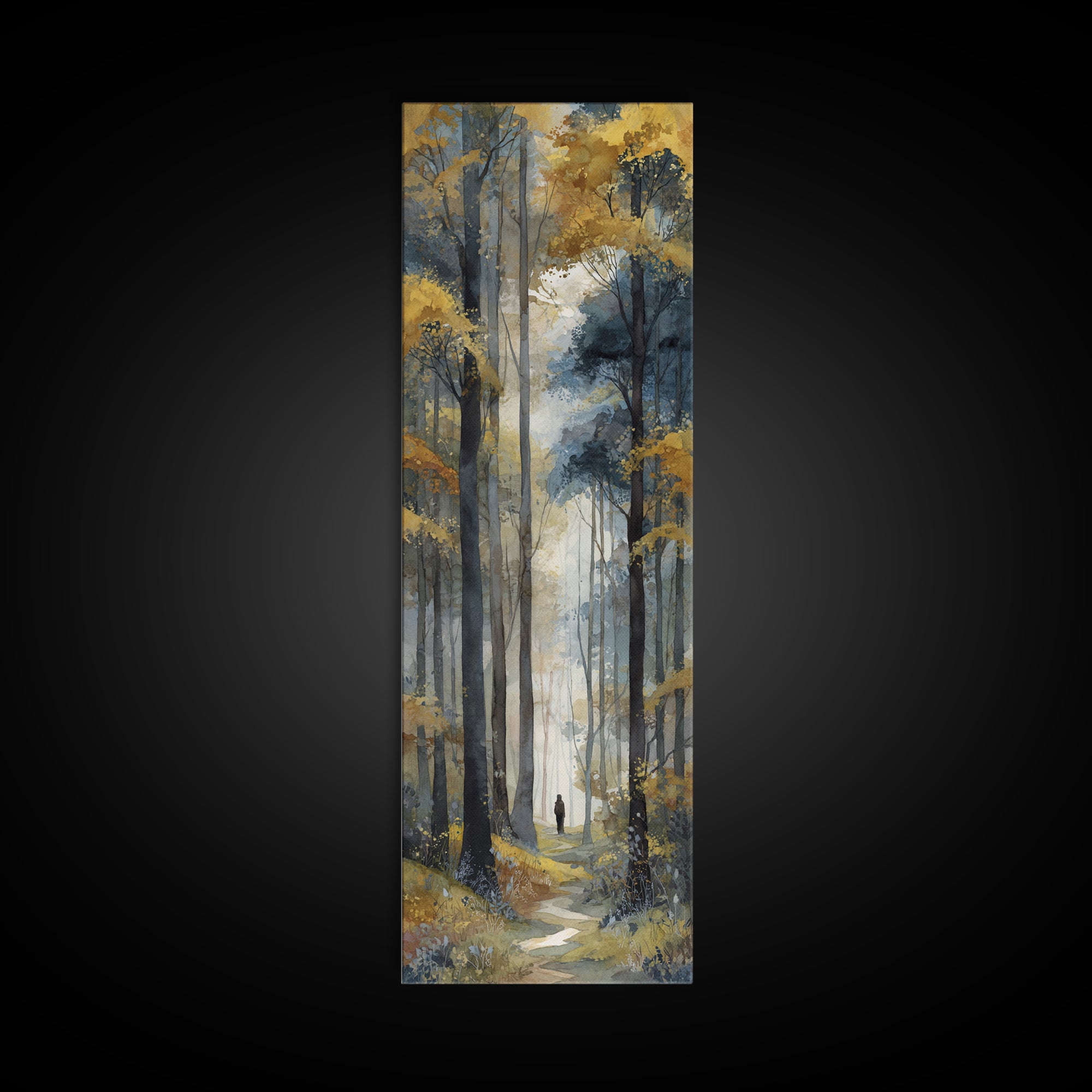 Woodland Path with Golden Autumn Atmosphere Canvas Print, Art, Digital Wall Art, Living Room Decor, Fine Art, ART-1x3-11