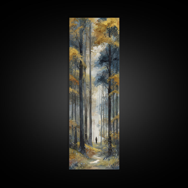 Woodland Path with Golden Autumn Atmosphere Canvas Print, Art, Digital Wall Art, Living Room Decor, Fine Art, ART-1x3-11