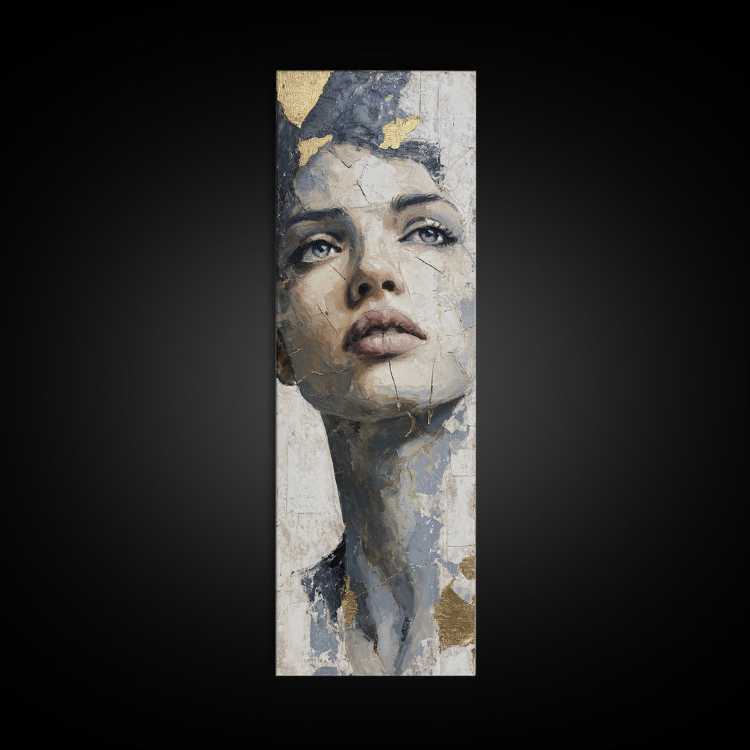 Expressive Portrait with Dramatic Light and Textured Canvas Print, Art, Pink Wall Art, Living Room Decor, Fine Art, ART-1x3-16