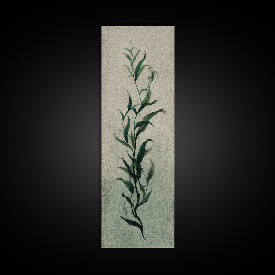 Minimal Botanical Ink Drawing on Handmade Paper Canvas Print, Art, Neutral Decor, Living Room Decor, Fine Art, ART-1x3-17