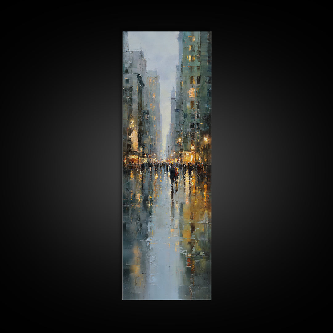 Moody City Scene Reflected Canvas Print, Art, Canvas Art, Living Room Decor, Fine Art, Horizontal Wall Art, Home Decor, ART-1x3-22