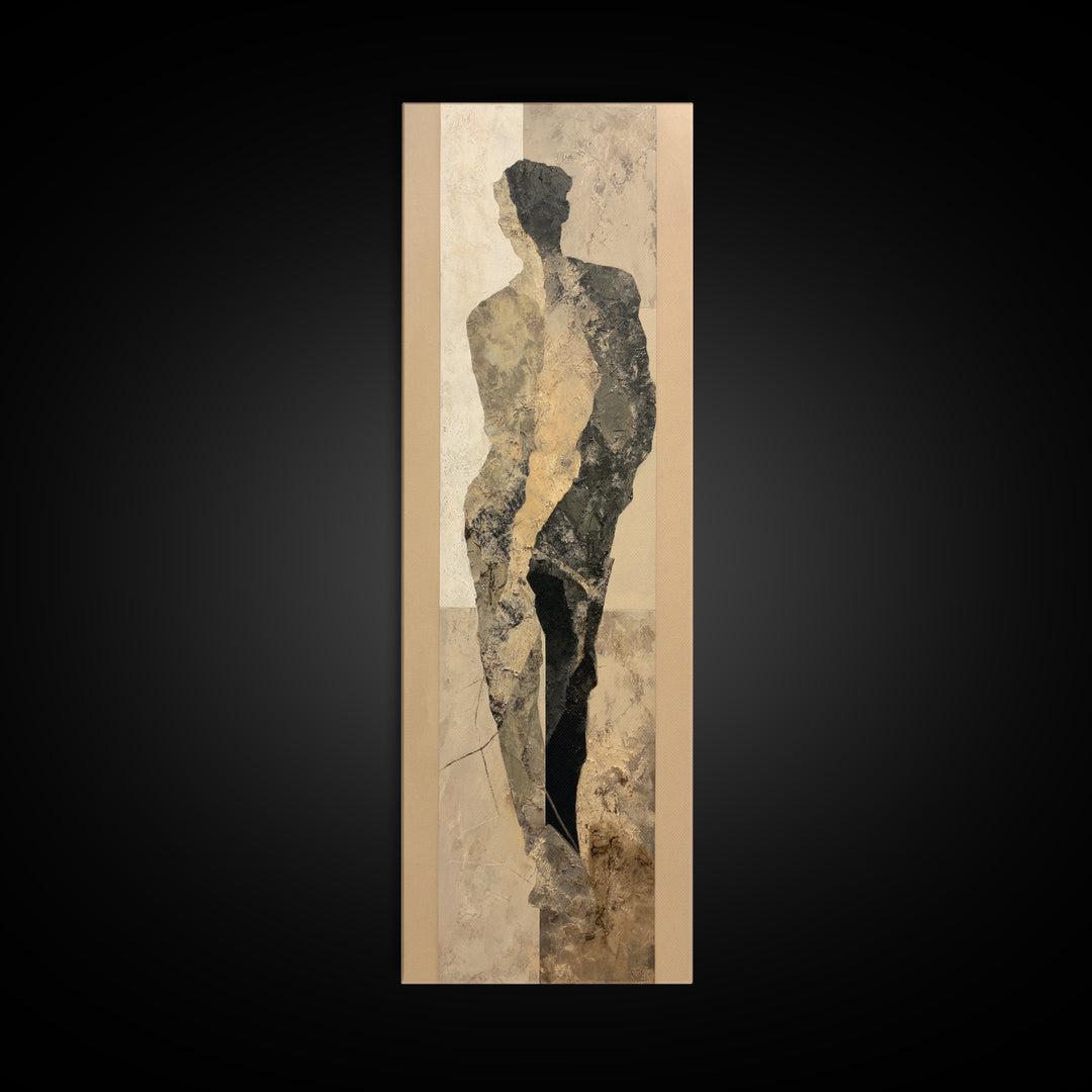 Simple Monochrome Figure Study Framed Canvas Print, Art, Home Decor, Living Room Decor, Fine Art, Minimalist Decor, ART-1x3-24