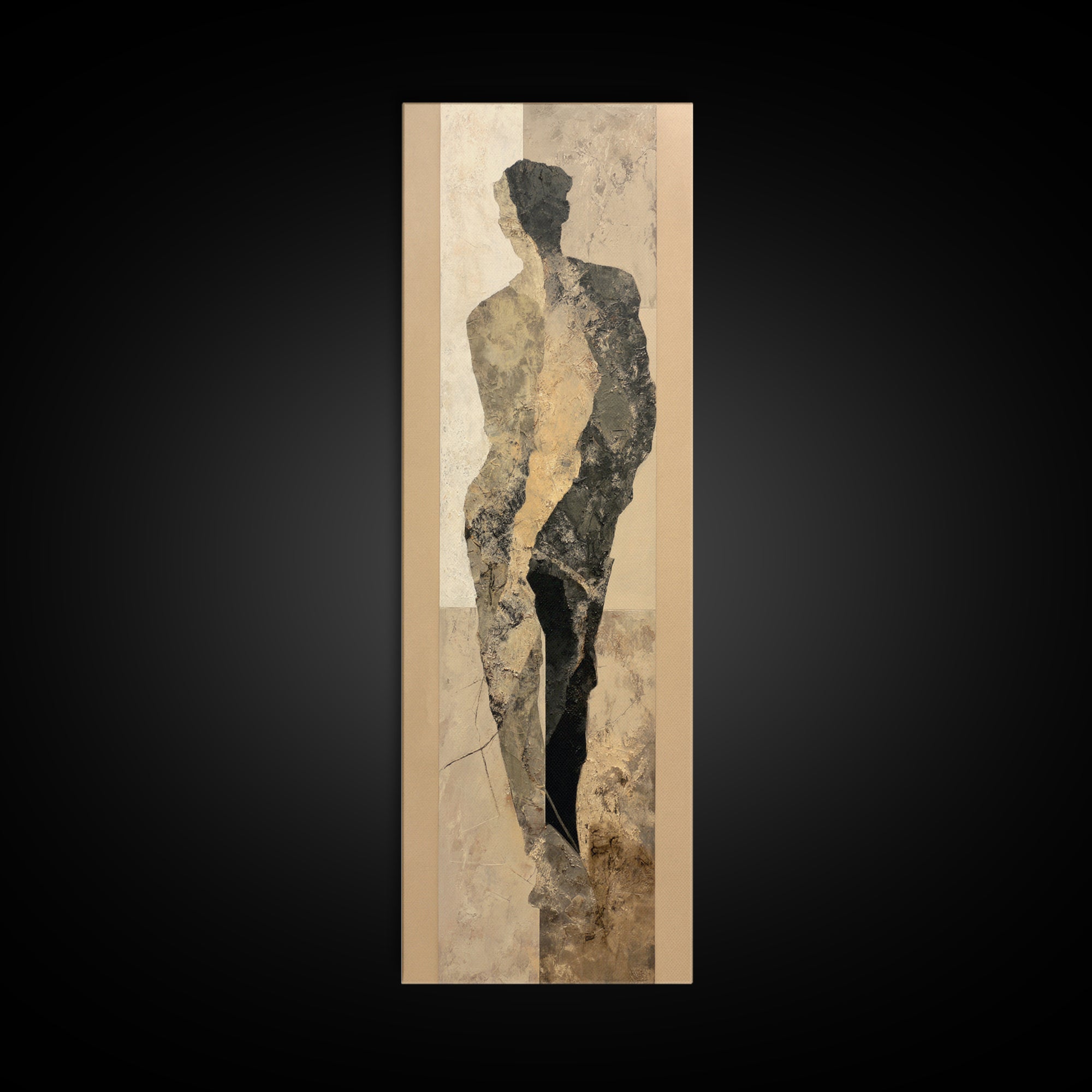Simple Monochrome Figure Study Framed Canvas Print, Art, Home Decor, Living Room Decor, Fine Art, Minimalist Decor, ART-1x3-24