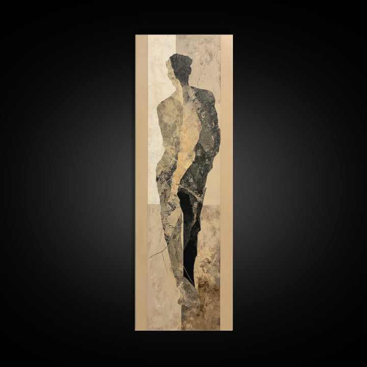Simple Monochrome Figure Study Framed Canvas Print, Art, Home Decor, Living Room Decor, Fine Art, Minimalist Decor, ART-1x3-24