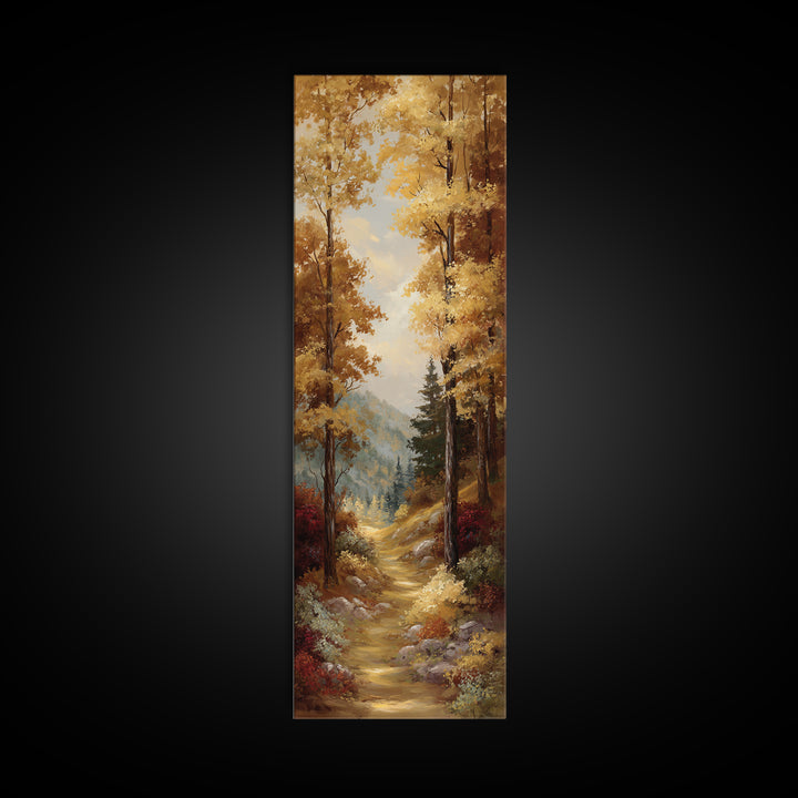 Woodland Path with Golden Autumn Atmosphere Canvas Print, Art, Modern Decor, Living Room Decor, Fine Art, Art Prints, ART-1x3-35