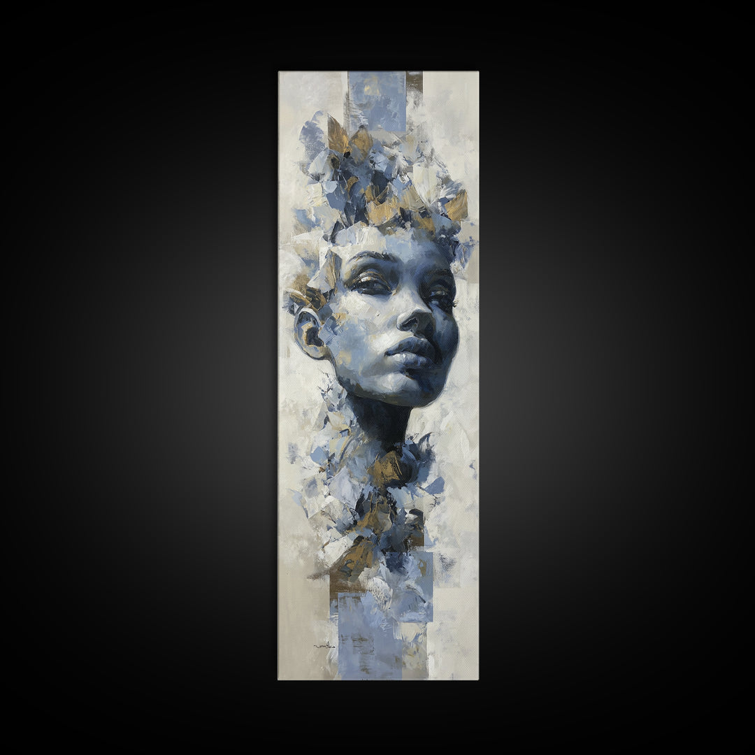 Expressive Portrait with Dramatic Light and Textured Canvas Print, Art, Room Decor, Living Room Decor, Fine Art, ART-1x3-40