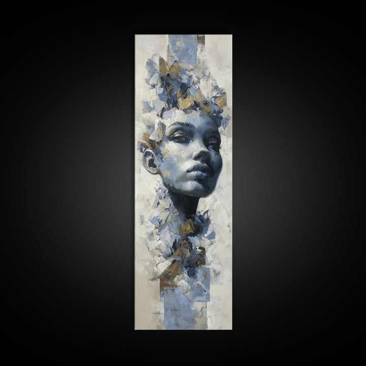 Expressive Portrait with Dramatic Light and Textured Canvas Print, Art, Room Decor, Living Room Decor, Fine Art, ART-1x3-40