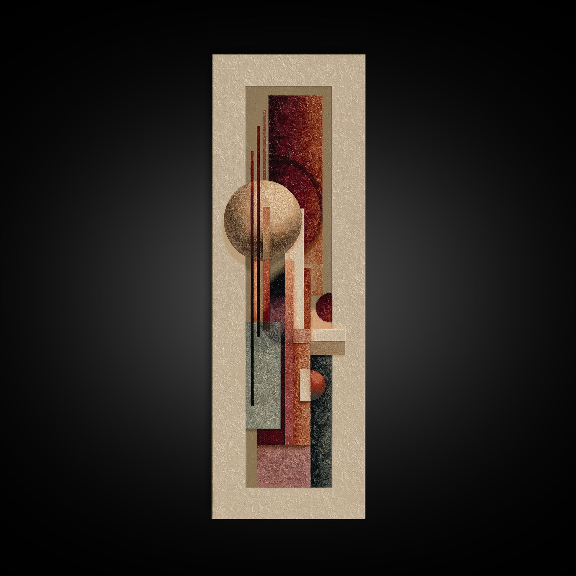 Modern Sculptural Shapes Rendered as Painted Forms Canvas Print, Art, Wood Wall Art, Living Room Decor, Fine Art, ART-1x3-42