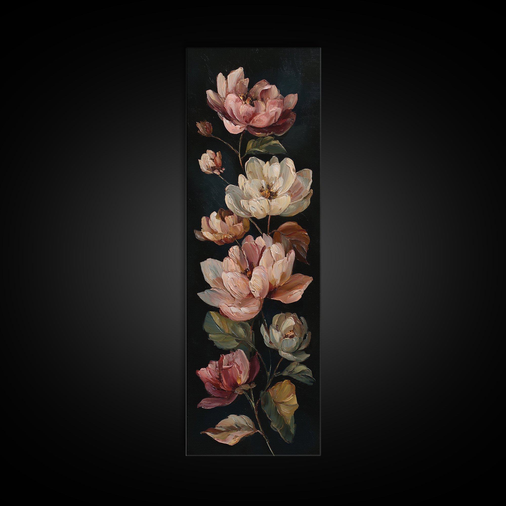 Romantic Floral Oil Painting Canvas Print, Art, Fine Art Print, Living Room Decor, Oil Painting, Digital Art, ART-1x3-44