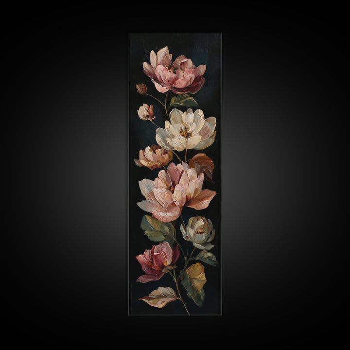 Romantic Floral Oil Painting Canvas Print, Art, Fine Art Print, Living Room Decor, Oil Painting, Digital Art, ART-1x3-44
