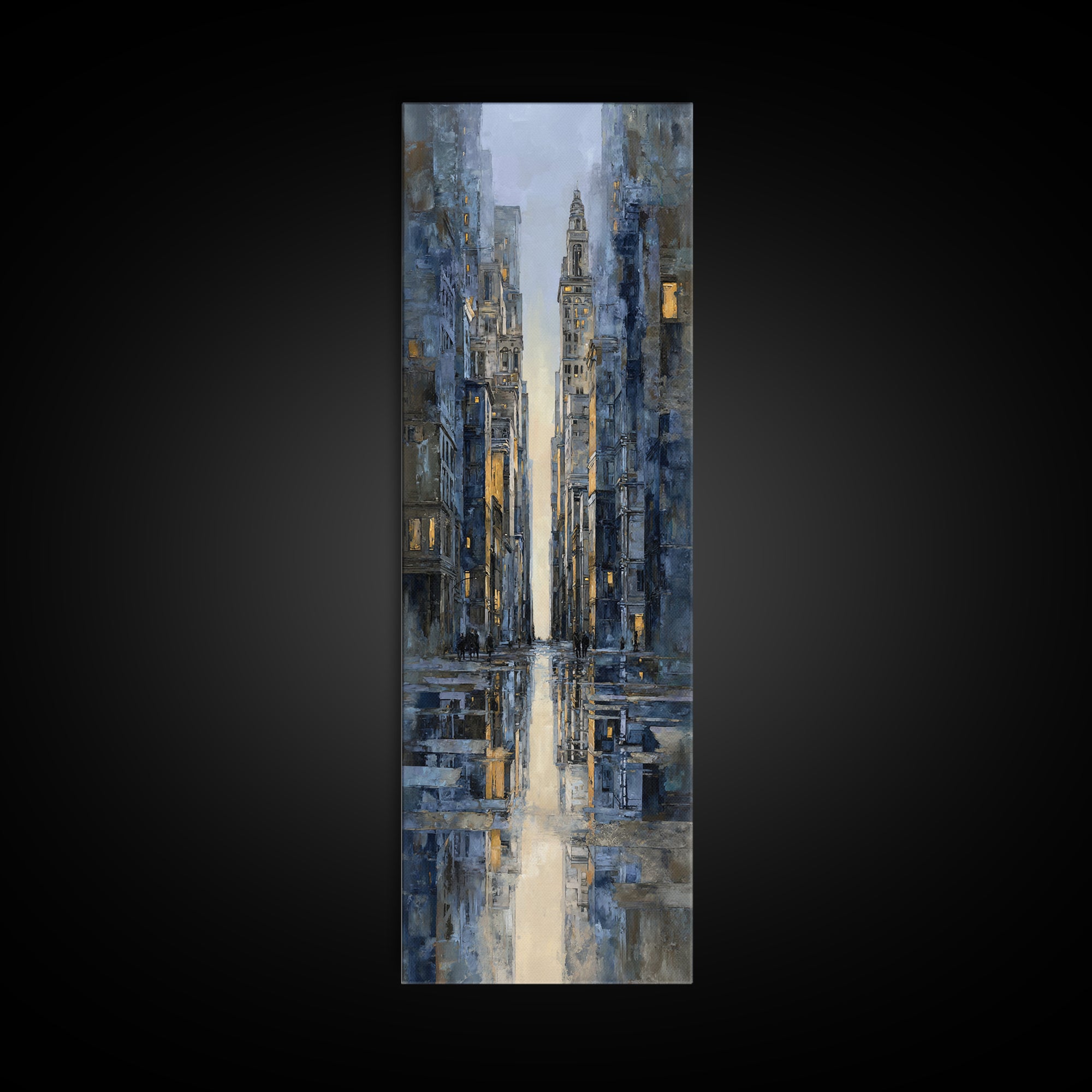 Moody City Scene Reflected Framed Canvas Print, Art, Prints Wall Art, Living Room Decor, Fine Art, Fine Art Print, ART-1x3-46