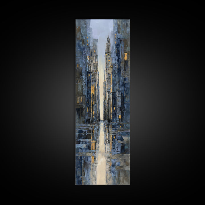 Moody City Scene Reflected Framed Canvas Print, Art, Prints Wall Art, Living Room Decor, Fine Art, Fine Art Print, ART-1x3-46