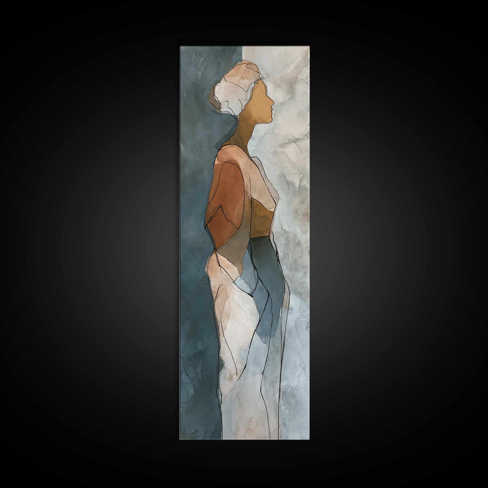 Simple Monochrome Figure Study Canvas Print, Art, Statement Artwork, Living Room Decor, Fine Art, Digital Art, ART-1x3-48