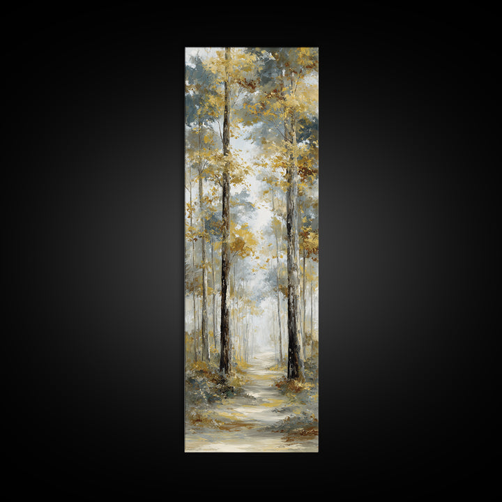 Woodland Path with Golden Autumn Atmosphere Canvas Print, Art, Living Room Decor, Fine Art, Art Nouveau, Framed Wall Art, ART-1x3-59
