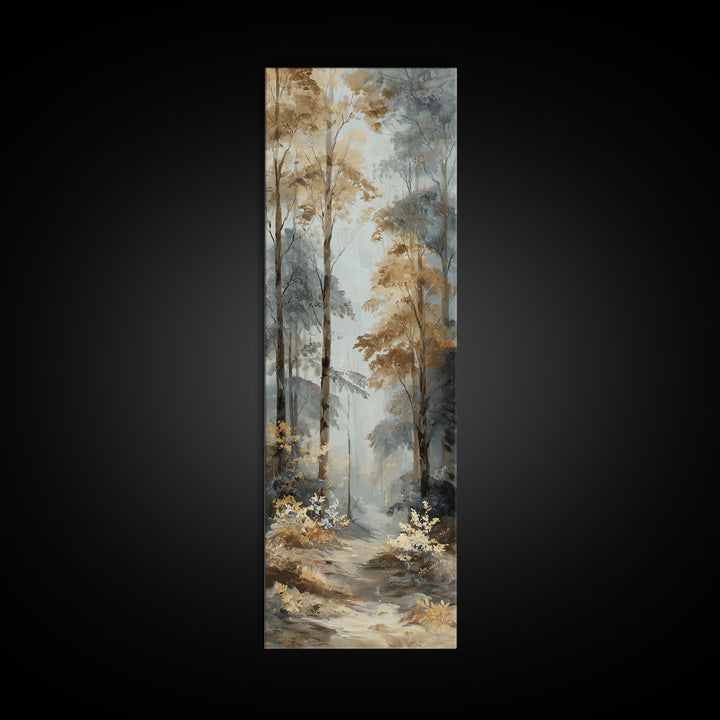 Woodland Path with Golden Autumn Atmosphere Framed Canvas Print, Art, Metal Wall Art, Living Room Decor, Fine Art, ART-1x3-83