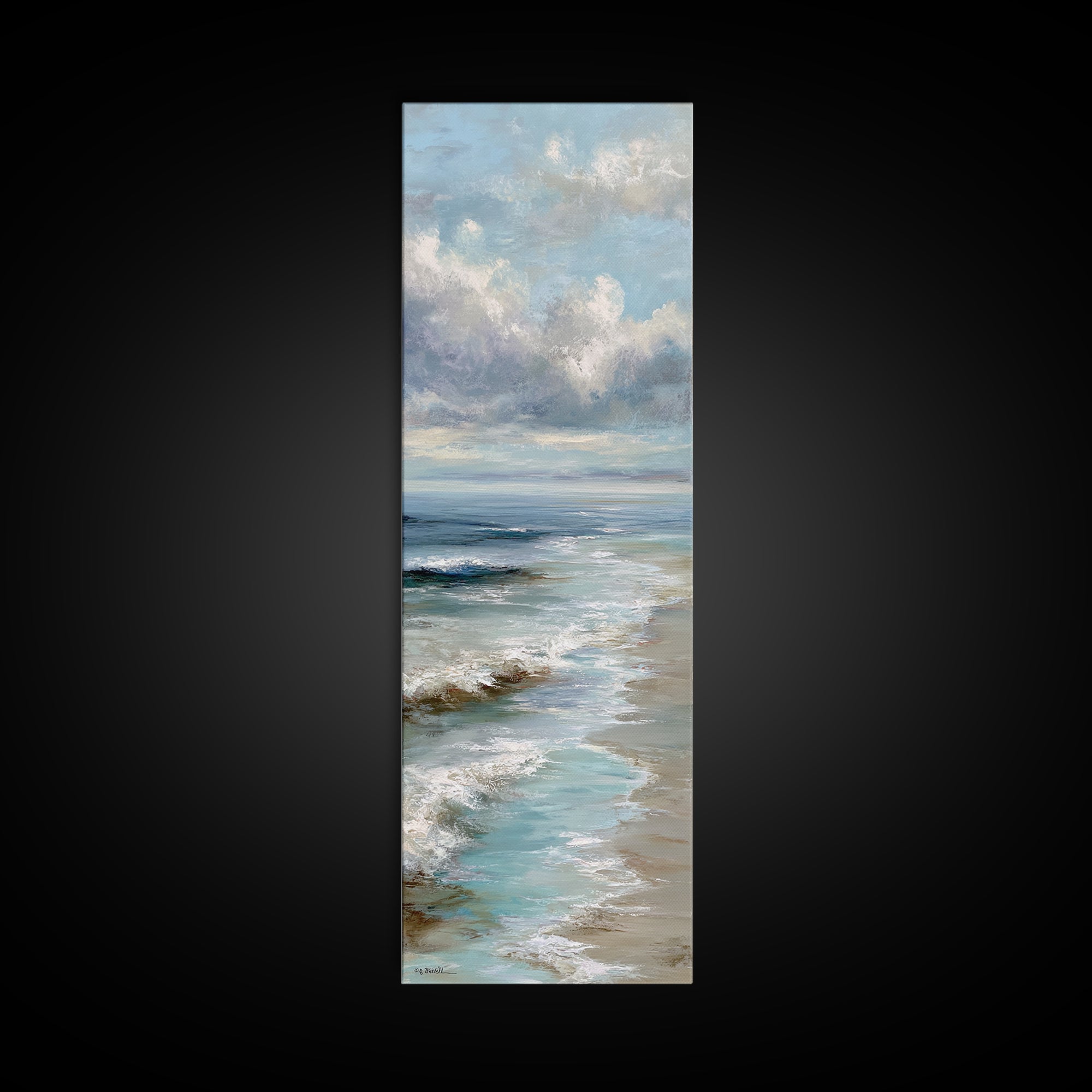 Dramatic Seascape with Foam and Storm Clouds Framed Canvas Print, Art, Wall Art, Living Room Decor, Fine Art, ART-1x3-84
