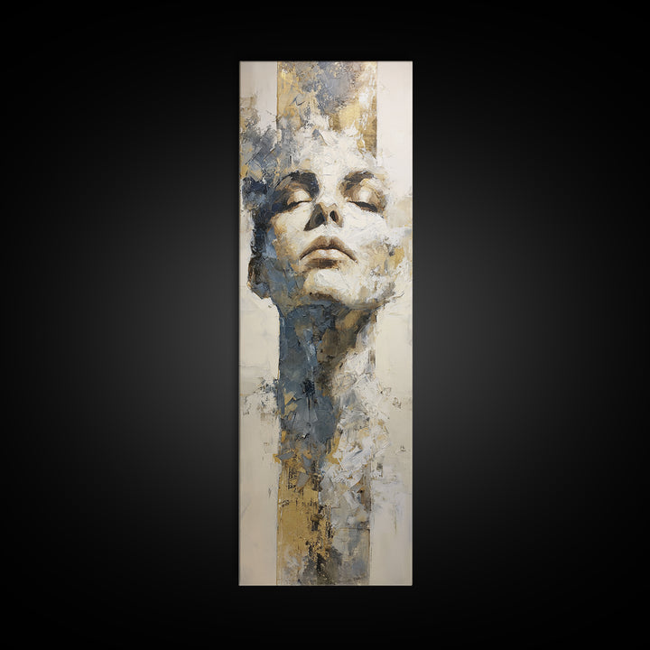 Expressive Portrait with Dramatic Light and Textured Canvas Print, Art, Metal Wall Art, Living Room Decor, Oil Painting, ART-1x3-88