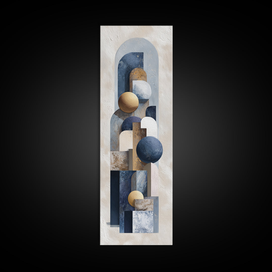 Modern Sculptural Shapes Rendered as Painted Forms Canvas Print, Art, Neutral Decor, Living Room Decor, Abstract Art, ART-1x3-90