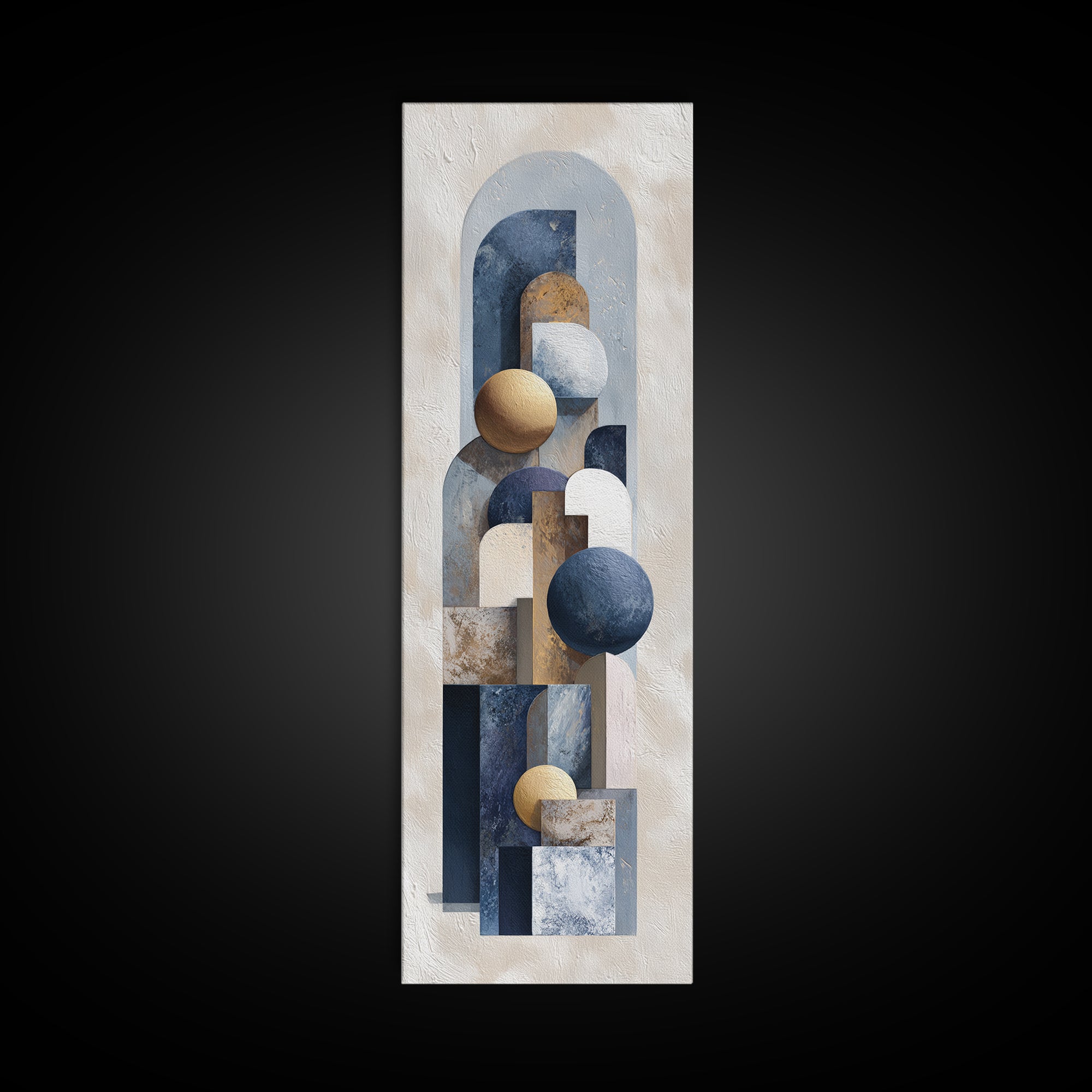 Modern Sculptural Shapes Rendered as Painted Forms Canvas Print, Art, Neutral Decor, Living Room Decor, Abstract Art, ART-1x3-90