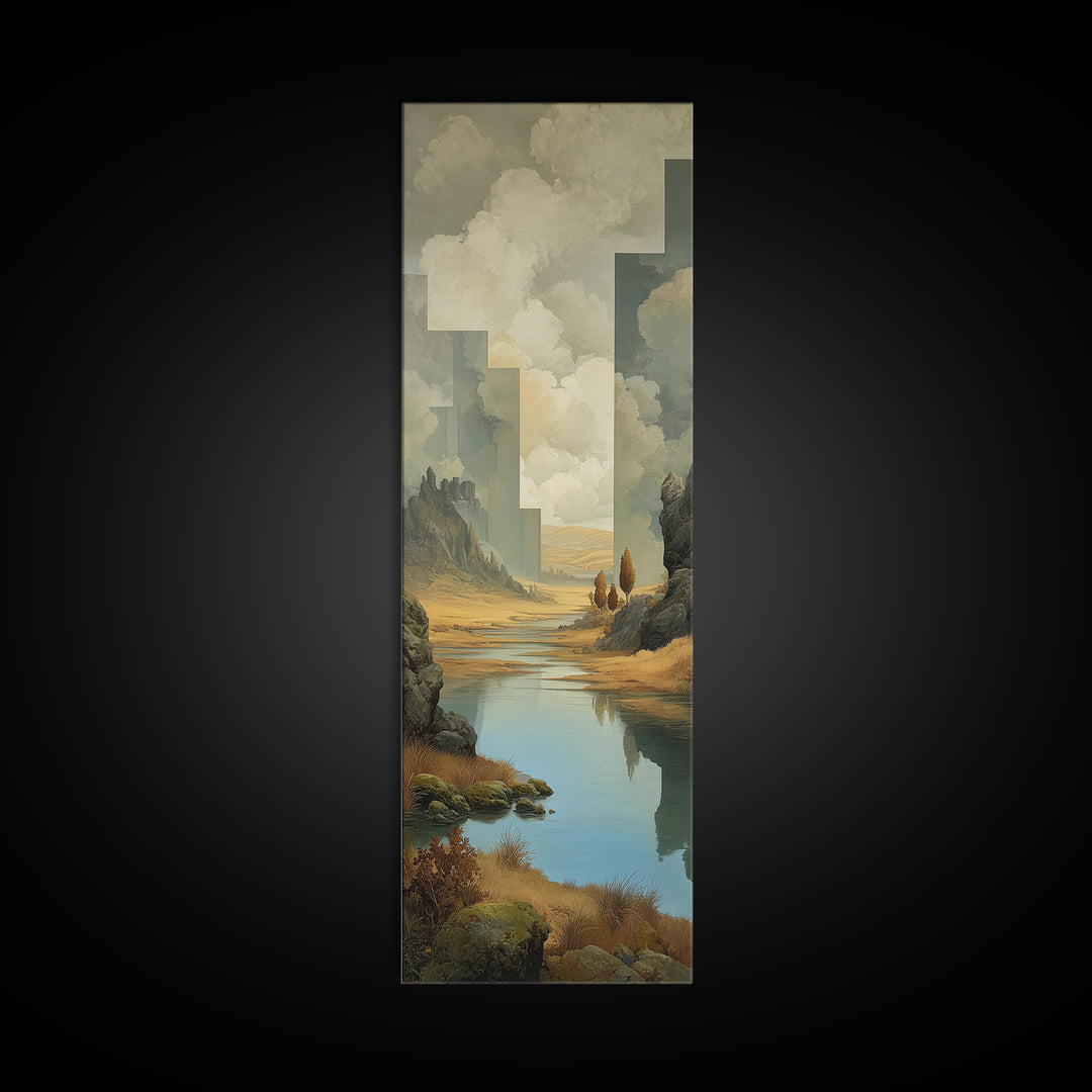 Surreal Dream Landscape Canvas Print, Art, Canvas Wall Art, Living Room Decor, Oil Painting, Boho Wall Art, Pink Wall Art, ART-1x3-95
