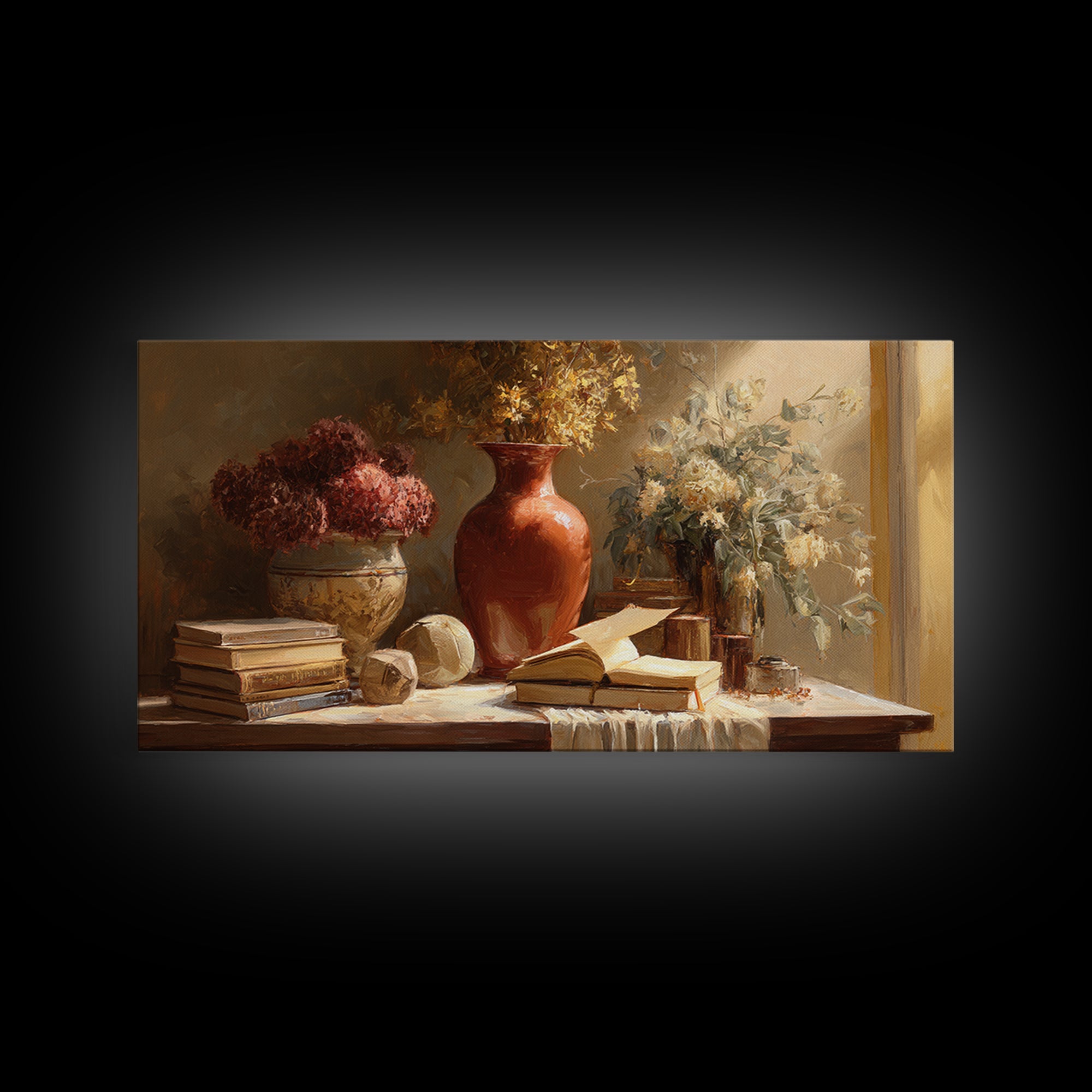 Sunlit Interior Still Life Framed Canvas Print, Art, Modern Decor, Living Room Decor, Fine Art, Art Prints, Digital Art, ART-2x1-10