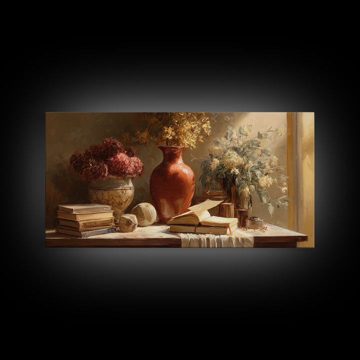 Sunlit Interior Still Life Framed Canvas Print, Art, Modern Decor, Living Room Decor, Fine Art, Art Prints, Digital Art, ART-2x1-10