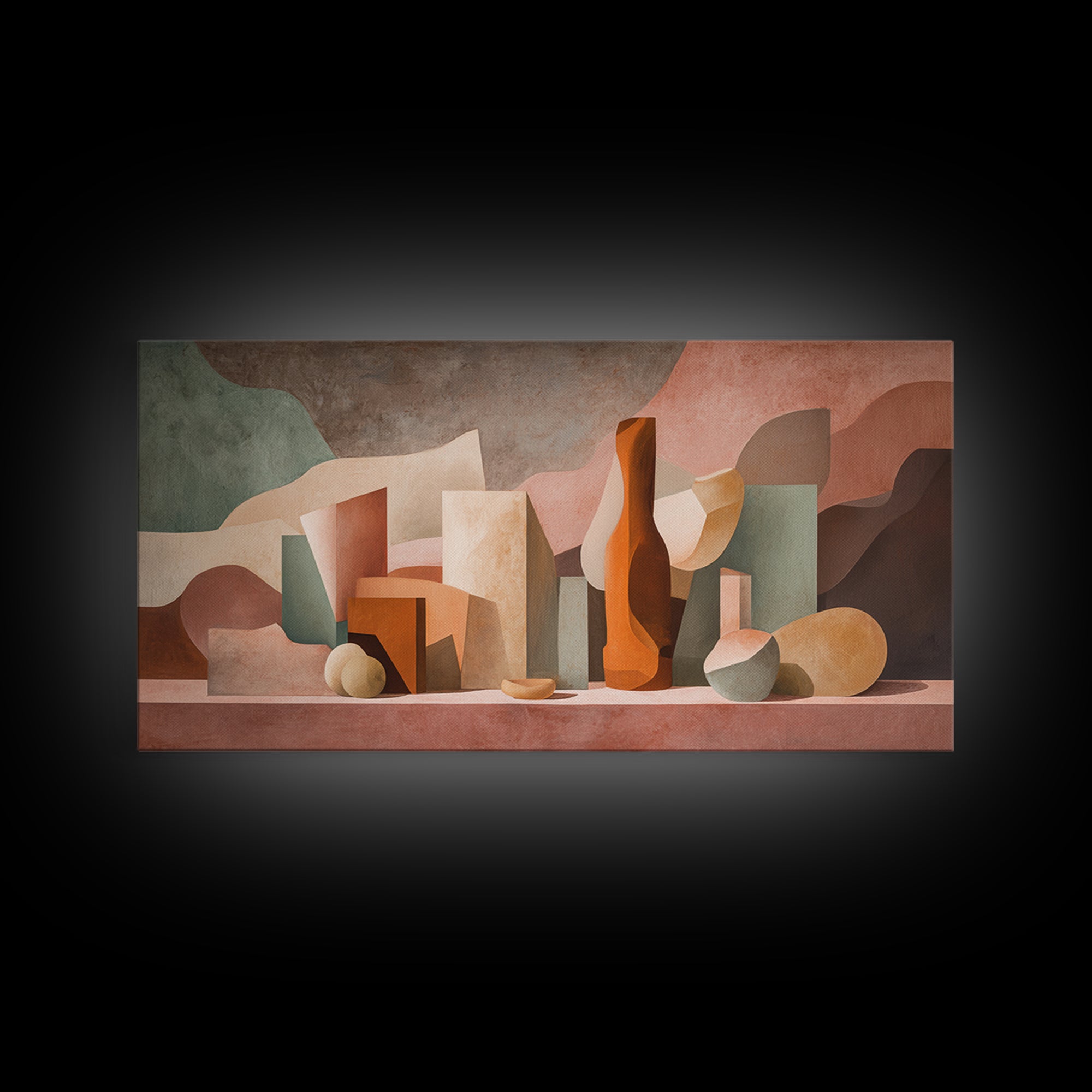 Modern Sculptural Shapes Rendered as Painted Forms Canvas Print, Art, Wall Decor, Living Room Decor, Fine Art, ART-2x1-26