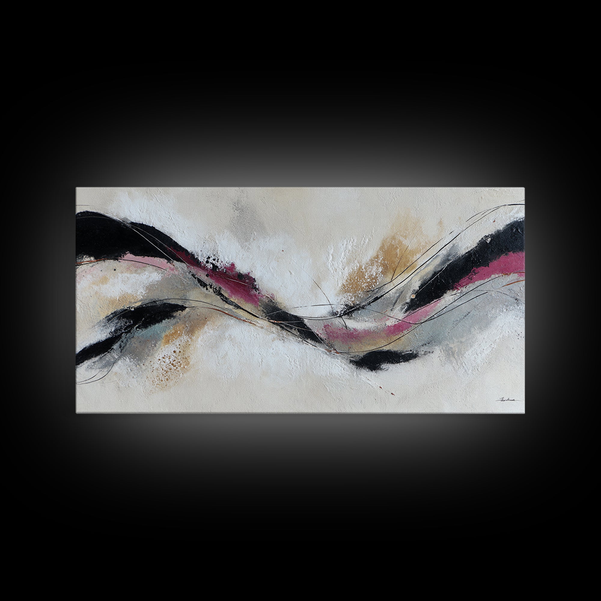Contemporary Abstract with Layered Pigments and Energetic Framed Canvas Print, Art, Boho Decor, Living Room Decor, Fine Art, ART-2x1-46