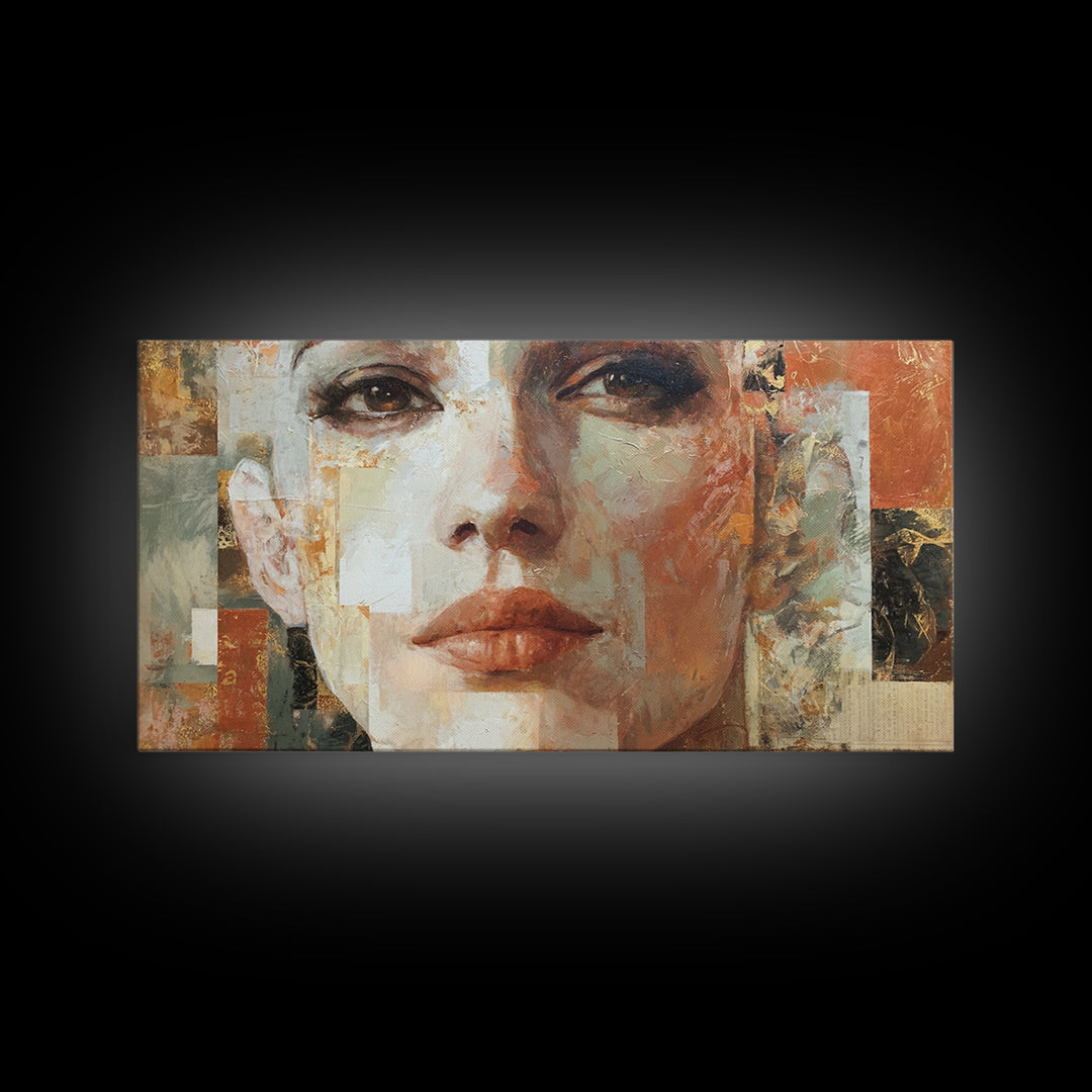 Expressive Portrait with Dramatic Light and Textured Canvas Print, Art, Art Prints, Living Room Decor, Fine Art, ART-2x1-48
