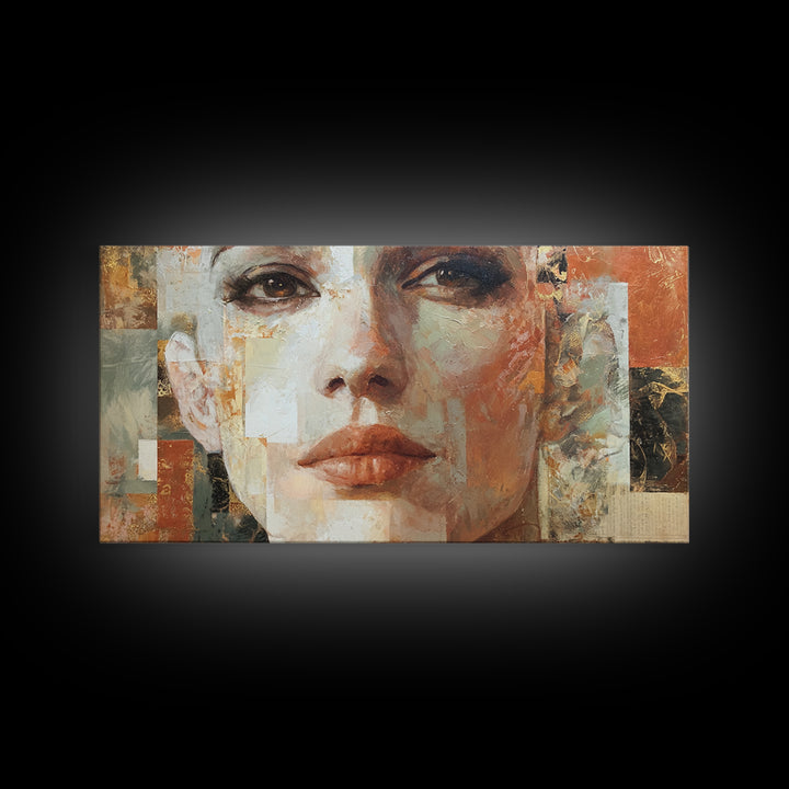 Expressive Portrait with Dramatic Light and Textured Canvas Print, Art, Art Prints, Living Room Decor, Fine Art, ART-2x1-48