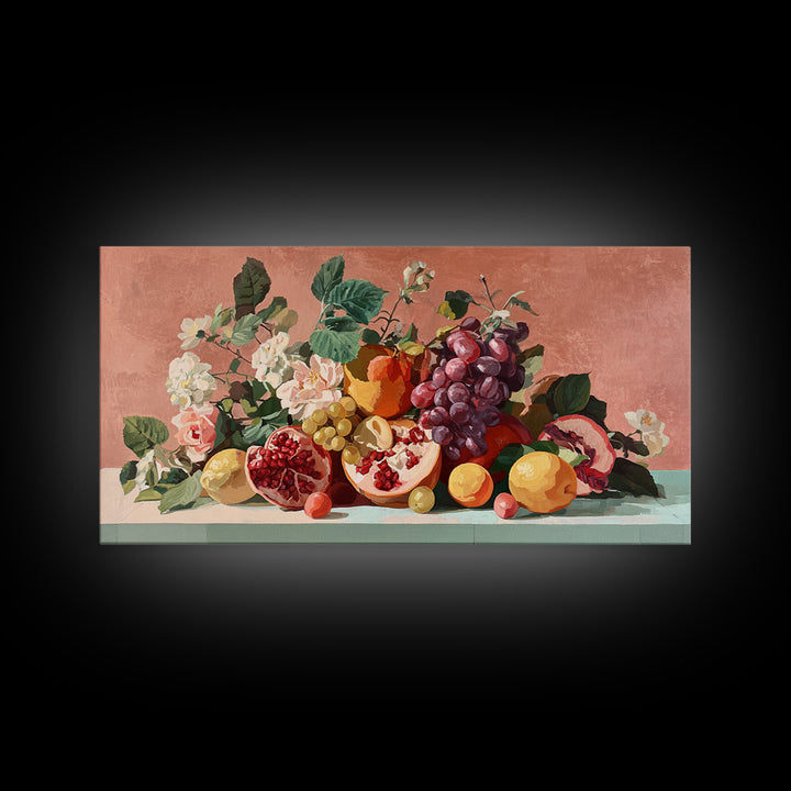 Bold Pop Fruit Composition Framed Canvas Print, Art, Printable Wall Art, Living Room Decor, Oil Painting, Canvas Art, ART-2x1-60