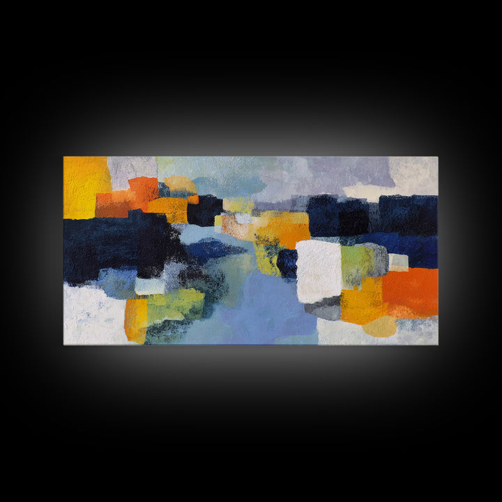 Contemporary Abstract with Layered Pigments and Energetic Canvas Print, Art, Minimalist Decor, Living Room Decor, Fine Art, ART-2x1-70