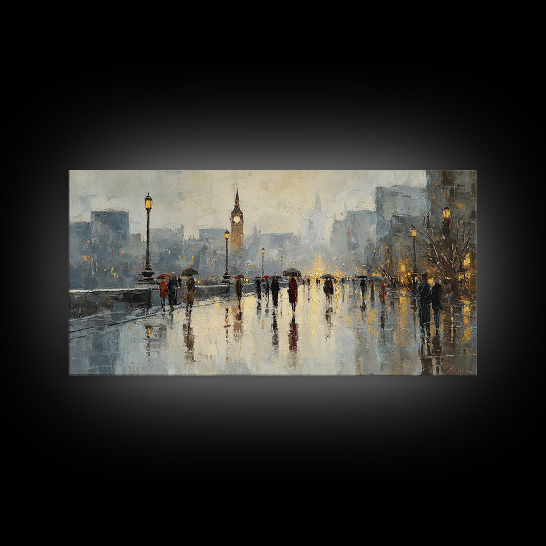 Moody City Scene Reflected Canvas Print, Art, Luxury Decor, Living Room Decor, Fine Art, Metal Wall Art, Art Commission, ART-2x1-78