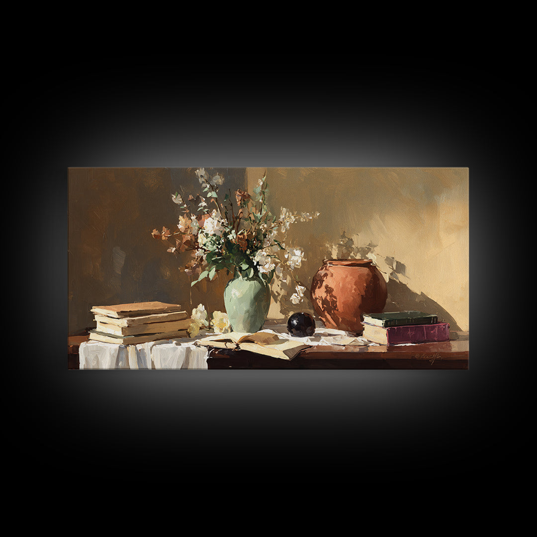 Sunlit Interior Still Life Canvas Print, Art, Room Decor, Living Room Decor, Fine Art, Art Commission, Digital Wall Art, ART-2x1-82