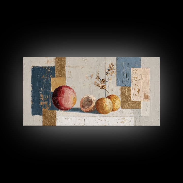 Bold Pop Fruit Composition Framed Canvas Print, Art, Abstract Art, Living Room Decor, Fine Art, Pink Wall Art, ART-2x1-84