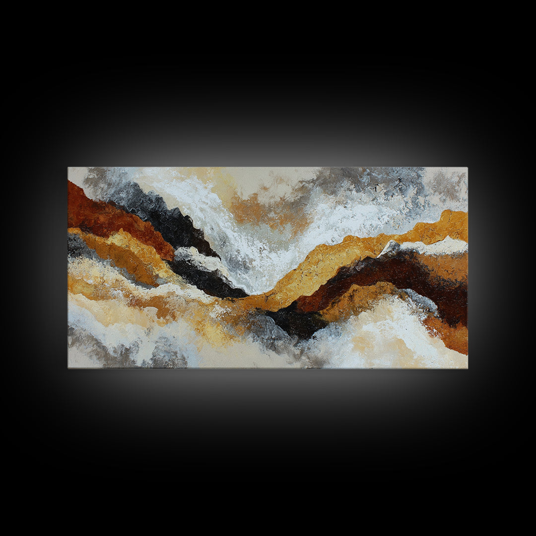 Contemporary Abstract with Layered Pigments and Energetic Canvas Print, Art, Minimalist Decor, Living Room Decor, Fine Art, ART-2x1-94