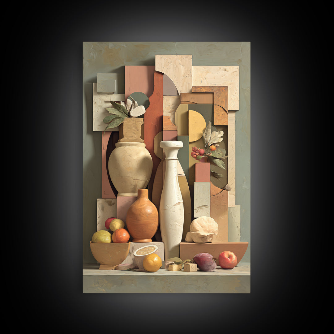 Modern Sculptural Shapes Rendered as Painted Forms Canvas Print, Art, Neutral Decor, Living Room Decor, Abstract Art, ART-2x3-14