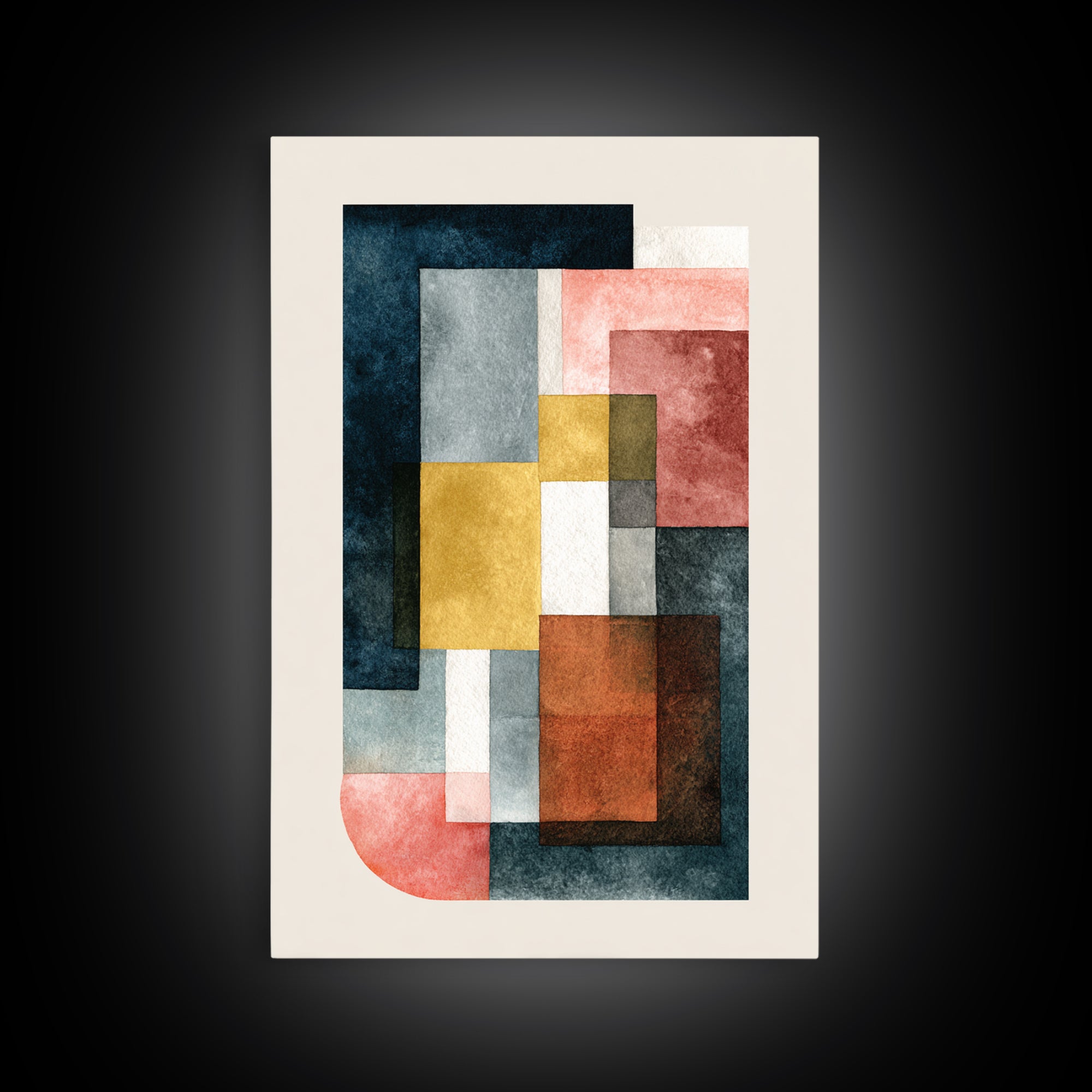 Geometric Color Study Framed Canvas Print, Art, Textured Painting, Living Room Decor, Fine Art, Digital Wall Art, ART-2x3-17