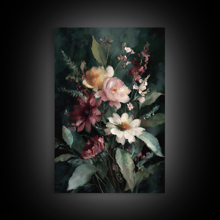 Painterly Meadow with Loose Impressionist Flowers Canvas Print, Art, Boho Wall Art, Living Room Decor, Fine Art, ART-2x3-23