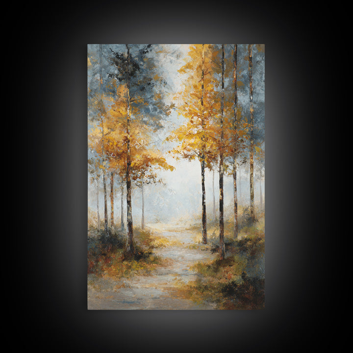 Woodland Path with Golden Autumn Atmosphere Canvas Print, Art, Printable Art, Living Room Decor, Fine Art, Statement Artwork, ART-2x3-31