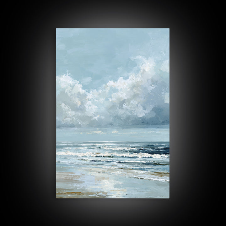 Dramatic Seascape with Foam and Storm Clouds Canvas Print, Art, Canvas Art, Living Room Decor, Fine Art, Horizontal Wall Art, ART-2x3-32