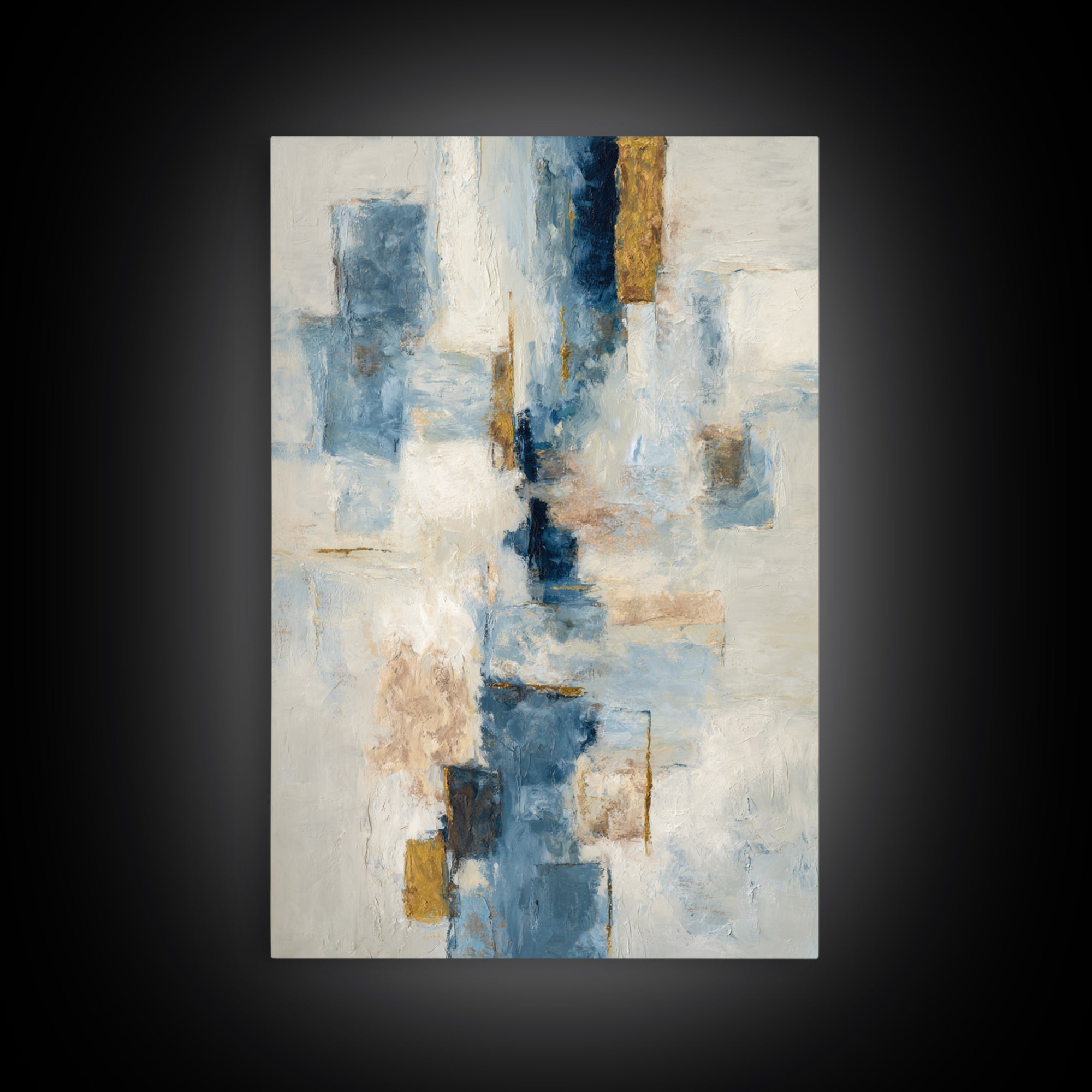 Modern Sculptural Shapes Rendered as Painted Forms Framed Canvas Print, Art, Luxury Decor, Living Room Decor, Abstract Art, ART-2x3-38