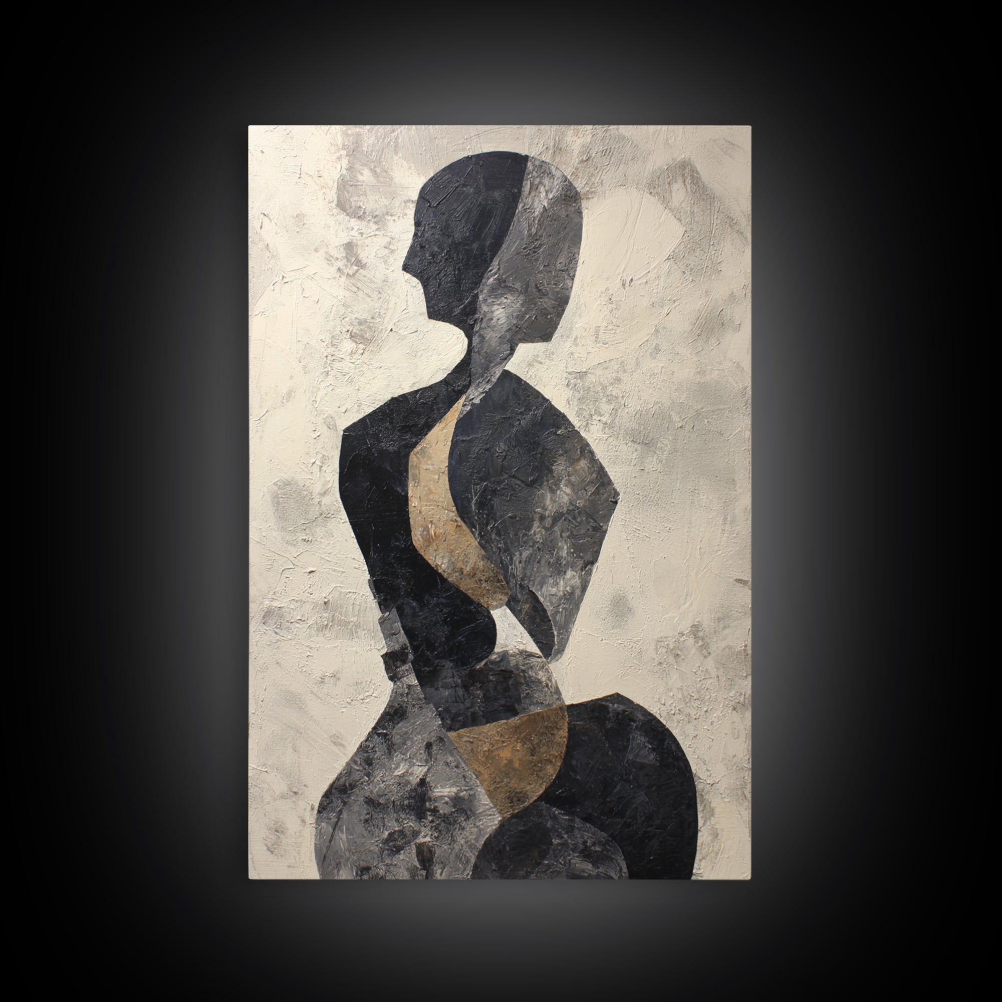 Simple Monochrome Figure Study Framed Canvas Print, Art, Black Art, Living Room Decor, Fine Art, Wall Decor, ART-2x3-44
