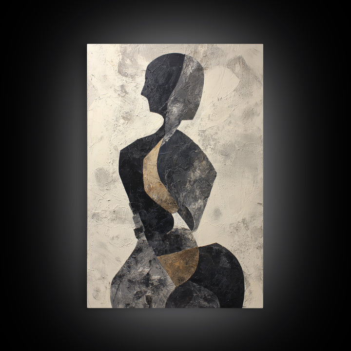 Simple Monochrome Figure Study Framed Canvas Print, Art, Black Art, Living Room Decor, Fine Art, Wall Decor, ART-2x3-44