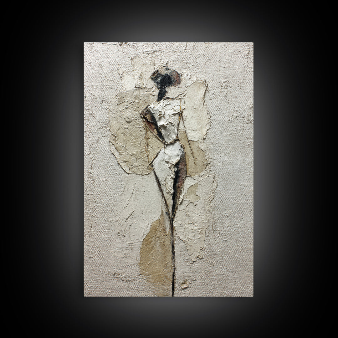 Simple Monochrome Figure Study Framed Canvas Print, Art, Minimalist Decor, Living Room Decor, Fine Art, Large Wall Art, ART-2x3-68