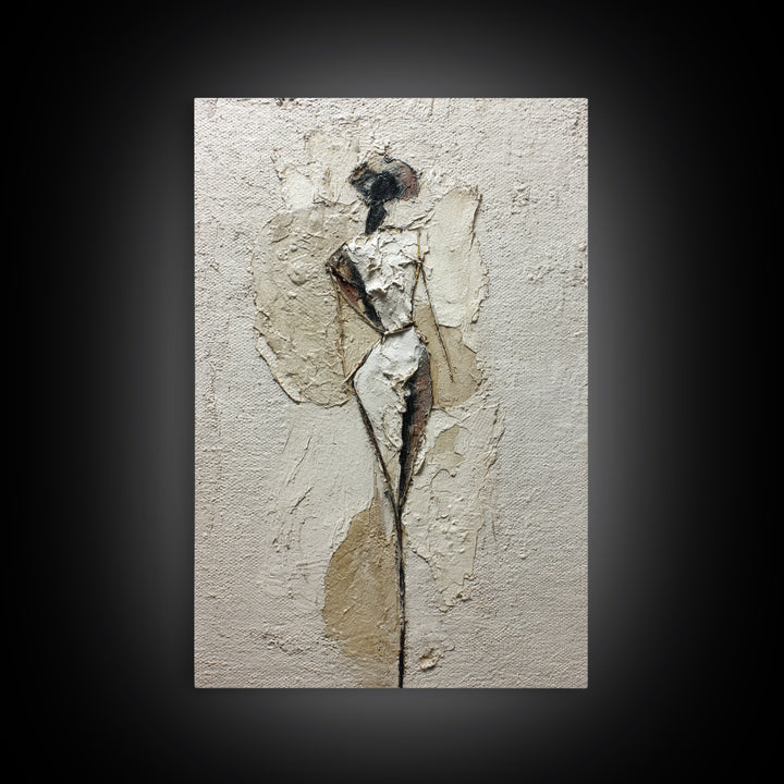 Simple Monochrome Figure Study Framed Canvas Print, Art, Minimalist Decor, Living Room Decor, Fine Art, Large Wall Art, ART-2x3-68